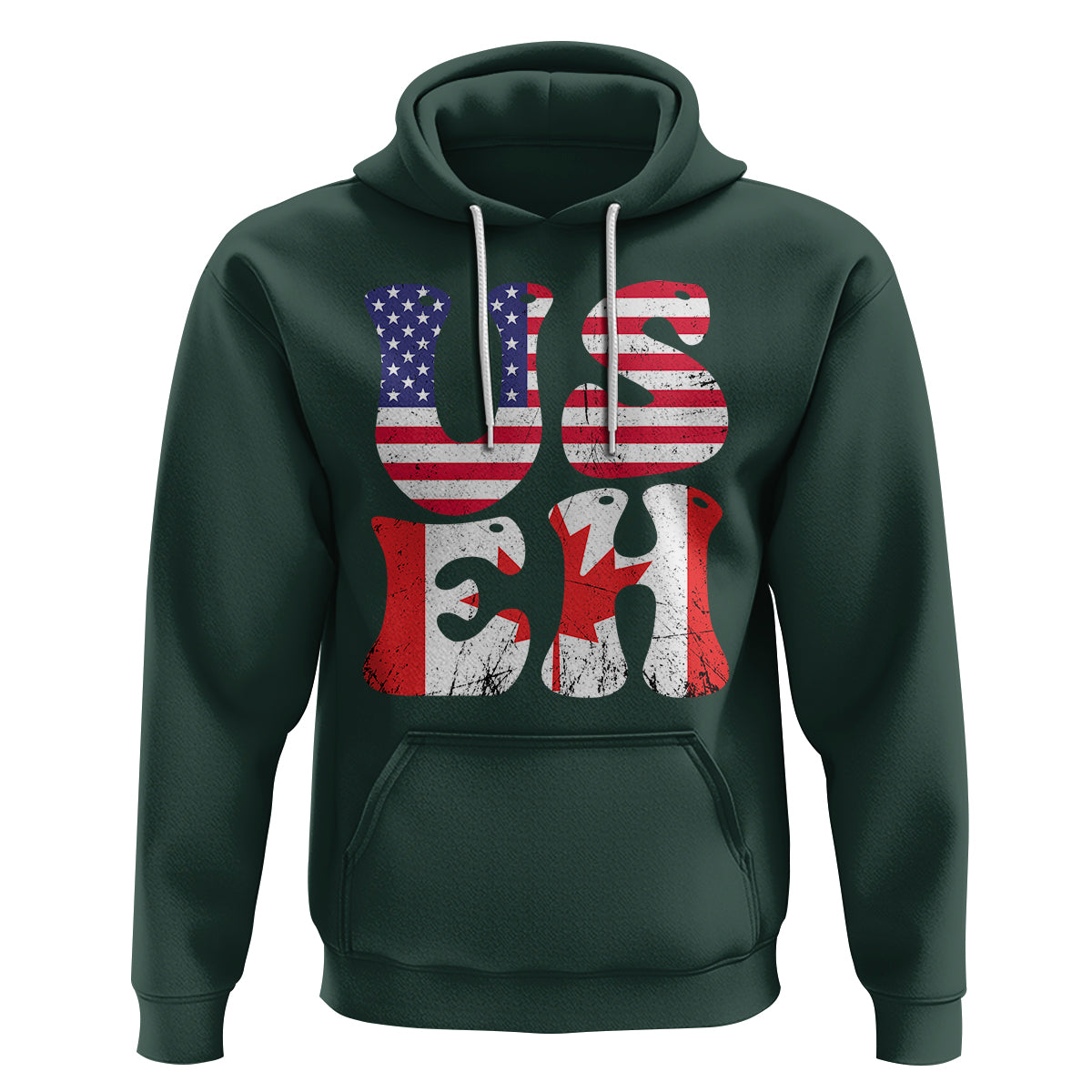 America Canada Hoodie Funny US EH Canadian American Flag Canada's Day Maple Leaf - Wonder Print Shop