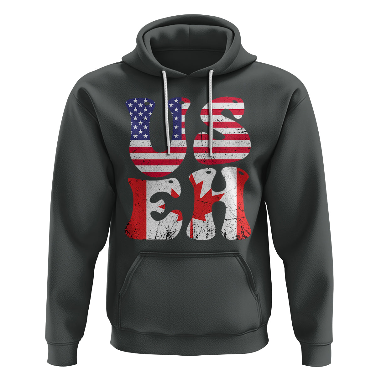 America Canada Hoodie Funny US EH Canadian American Flag Canada's Day Maple Leaf - Wonder Print Shop