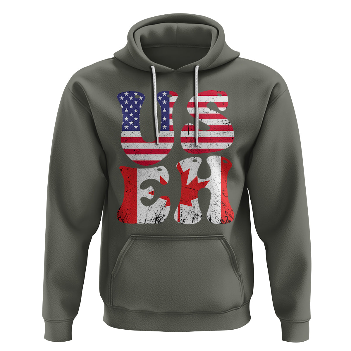 America Canada Hoodie Funny US EH Canadian American Flag Canada's Day Maple Leaf - Wonder Print Shop