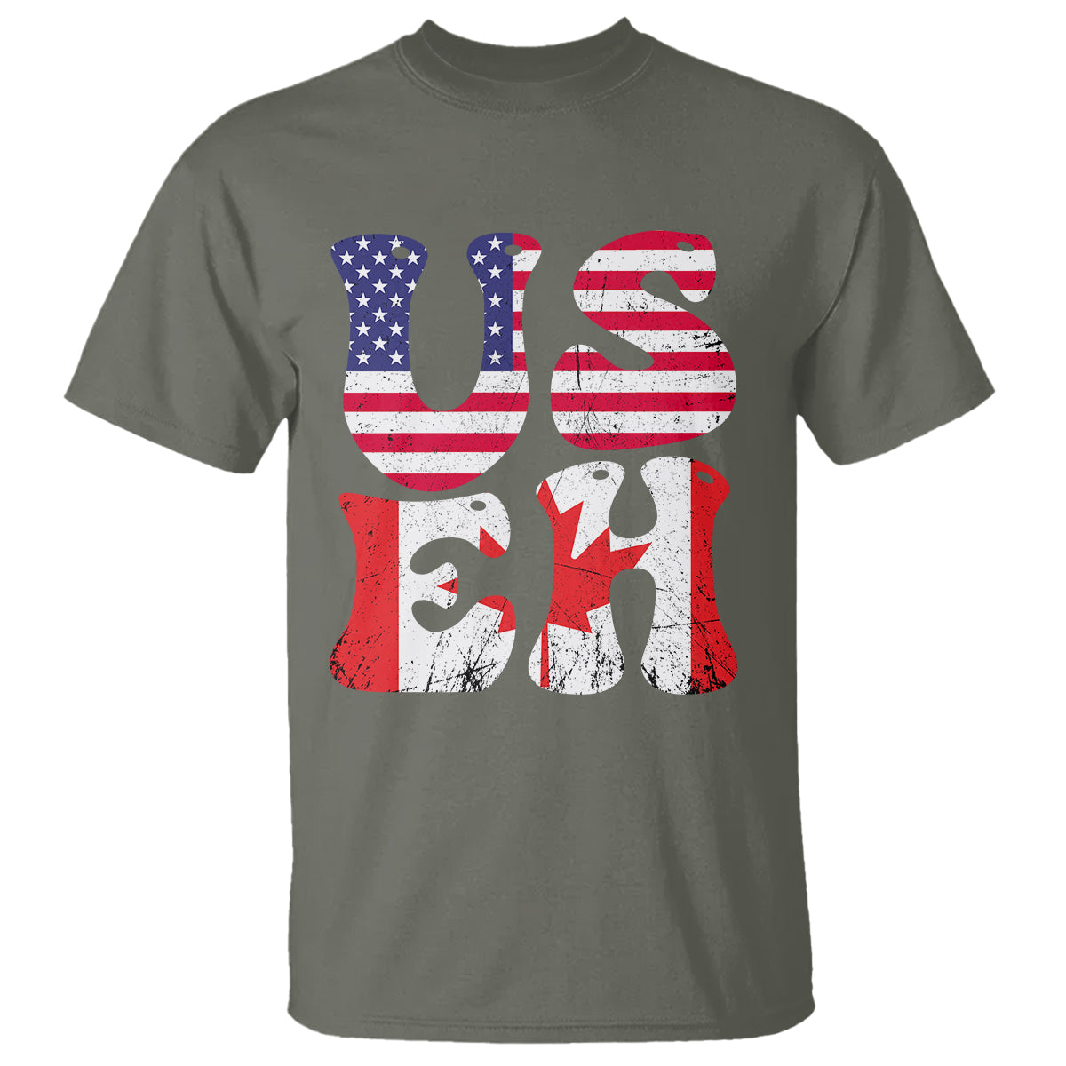 America Canada T Shirt Funny US EH Canadian American Flag Canada's Day Maple Leaf - Wonder Print Shop