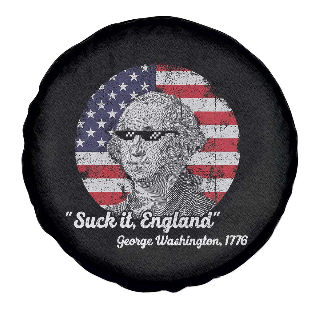 Funny George Washington Spare Tire Cover Suck it England Patriotic Saying 1776 4th of July US Flag
