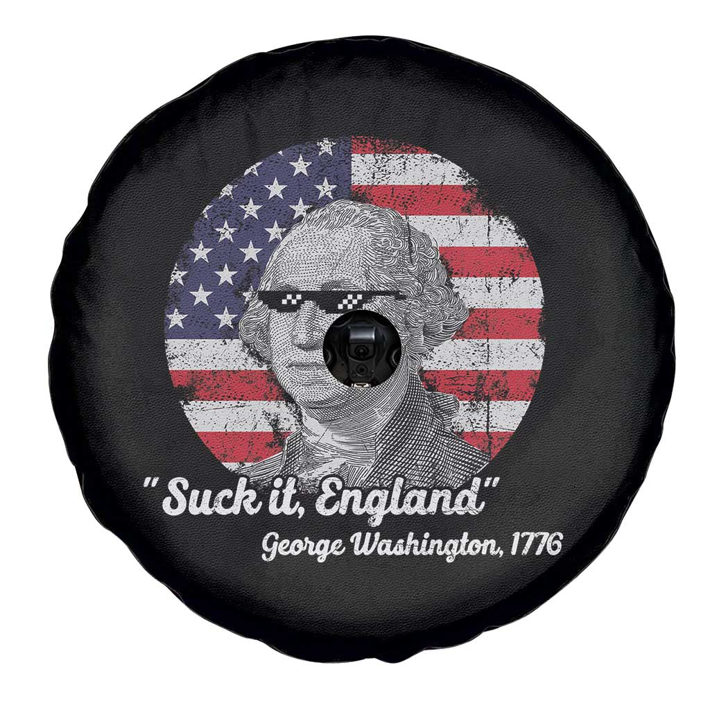 Funny George Washington Spare Tire Cover Suck it England Patriotic Saying 1776 4th of July US Flag