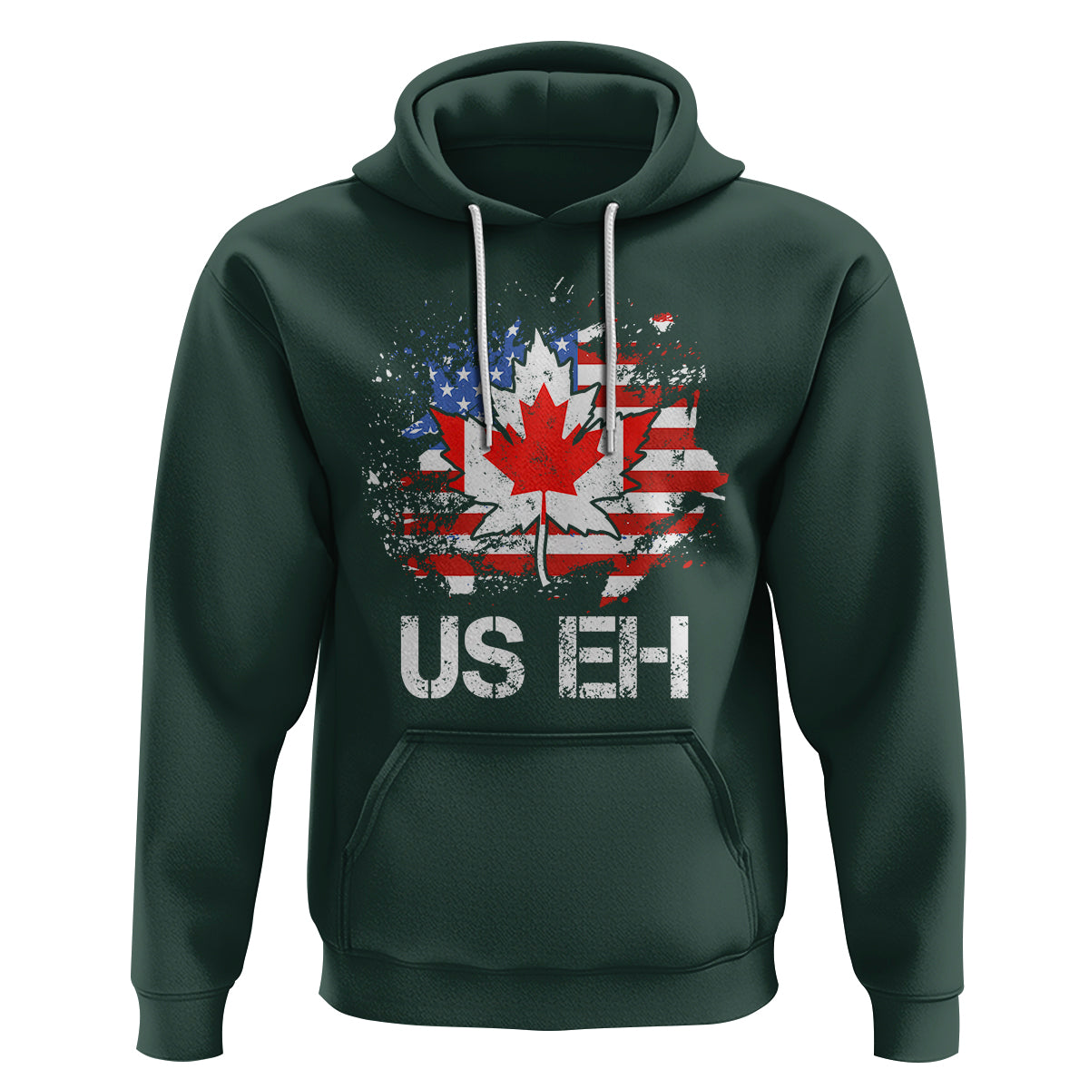 America Canada Hoodie Funny US EH Maple Leaf Canadian American Flag Canada's Day - Wonder Print Shop