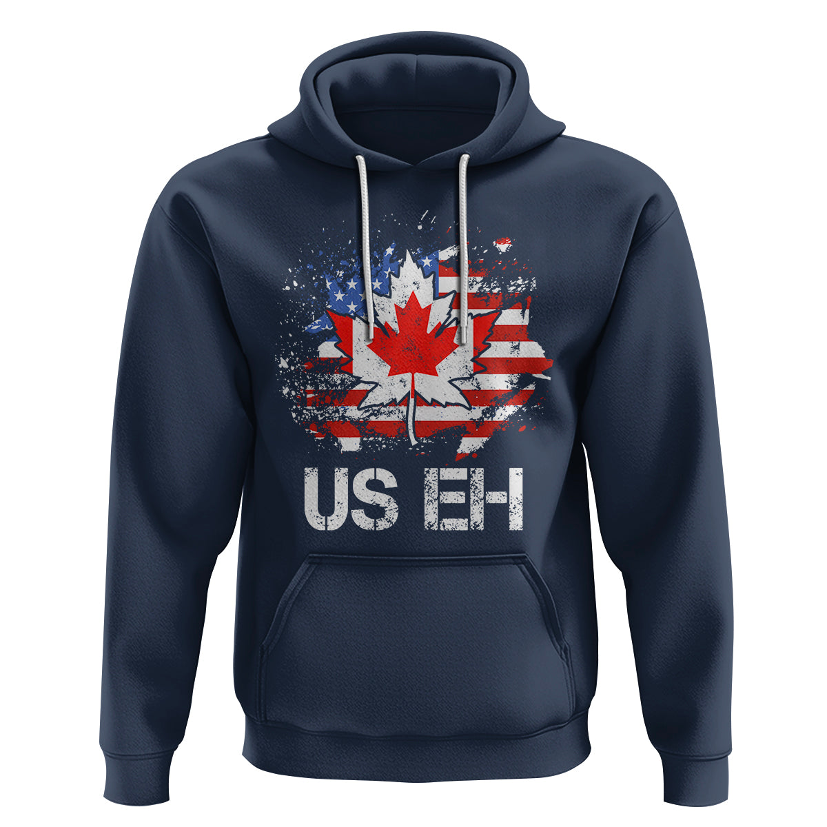 America Canada Hoodie Funny US EH Maple Leaf Canadian American Flag Canada's Day - Wonder Print Shop