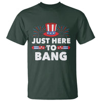 Funny 4th Of July T Shirt Just Here To Bang Fireworks Patriotic Independence Day - Wonder Print Shop