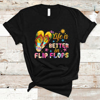 Summer Vibes T Shirt Life Is Better In Flip Flops Hello Summer Vacation Beach Vibes - Wonder Print Shop