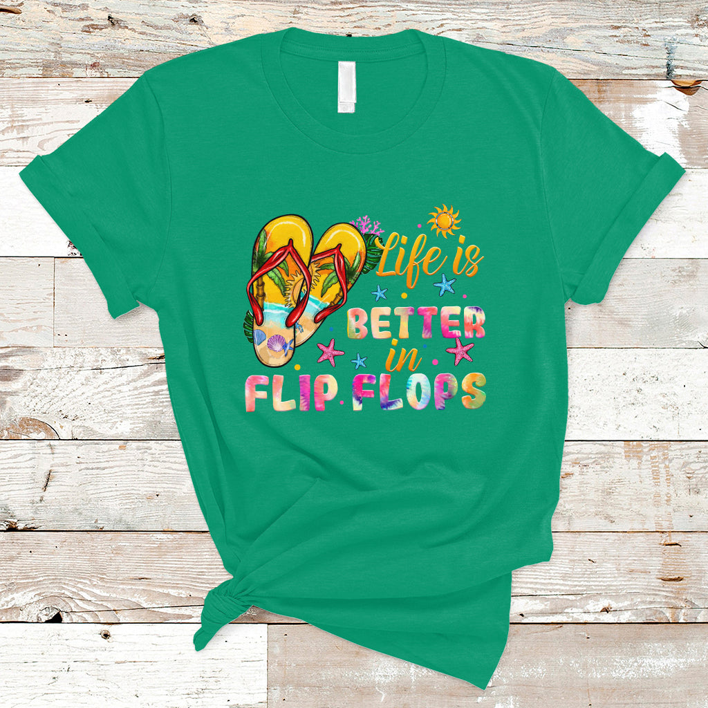 Summer Vibes T Shirt Life Is Better In Flip Flops Hello Summer Vacation Beach Vibes - Wonder Print Shop