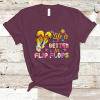 Summer Vibes T Shirt Life Is Better In Flip Flops Hello Summer Vacation Beach Vibes - Wonder Print Shop