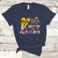 Summer Vibes T Shirt Life Is Better In Flip Flops Hello Summer Vacation Beach Vibes - Wonder Print Shop