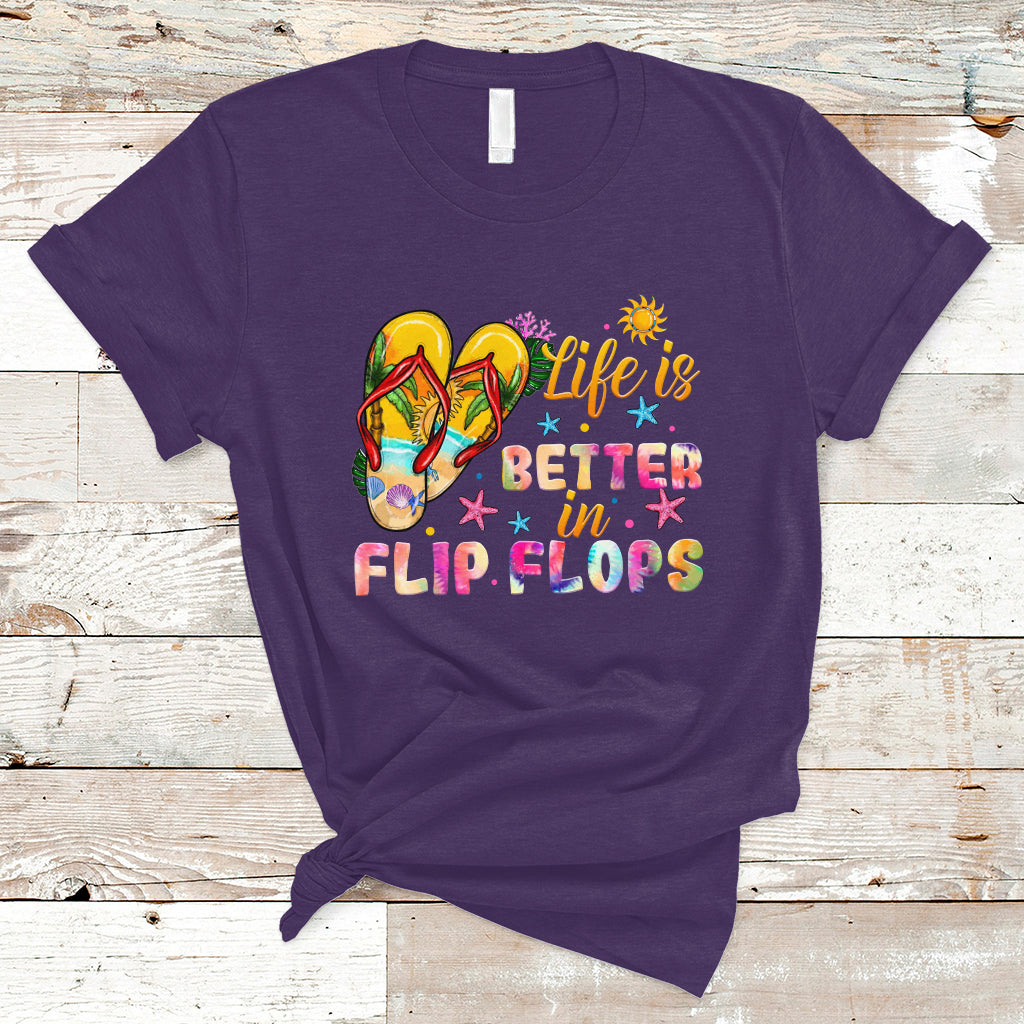 Summer Vibes T Shirt Life Is Better In Flip Flops Hello Summer Vacation Beach Vibes - Wonder Print Shop