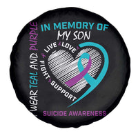 In Memory of My Son Suicide Awareness Spare Tire Cover Teal and Purple Ribbon Remembrance Gift