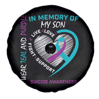 In Memory of My Son Suicide Awareness Spare Tire Cover Teal and Purple Ribbon Remembrance Gift