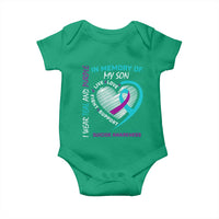 In Memory of My Son Suicide Awareness Baby Onesie Teal and Purple Ribbon Remembrance Gift