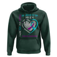 In Memory of My Son Suicide Awareness Hoodie Teal and Purple Ribbon Remembrance Gift