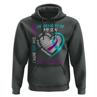 In Memory of My Son Suicide Awareness Hoodie Teal and Purple Ribbon Remembrance Gift