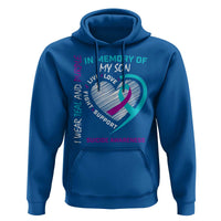 In Memory of My Son Suicide Awareness Hoodie Teal and Purple Ribbon Remembrance Gift
