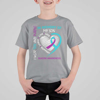 In Memory of My Son Suicide Awareness T Shirt For Kid Teal and Purple Ribbon Remembrance Gift