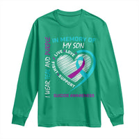 In Memory of My Son Suicide Awareness Long Sleeve Shirt Teal and Purple Ribbon Remembrance Gift