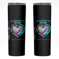In Memory of My Son Suicide Awareness Skinny Tumbler Teal and Purple Ribbon Remembrance Gift