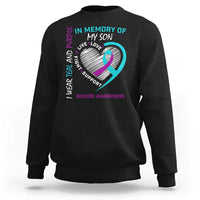 In Memory of My Son Suicide Awareness Sweatshirt Teal and Purple Ribbon Remembrance Gift