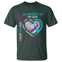 In Memory of My Son Suicide Awareness T Shirt Teal and Purple Ribbon Remembrance Gift