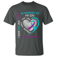 In Memory of My Son Suicide Awareness T Shirt Teal and Purple Ribbon Remembrance Gift