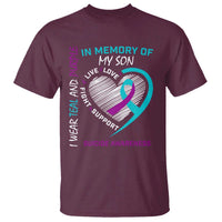 In Memory of My Son Suicide Awareness T Shirt Teal and Purple Ribbon Remembrance Gift