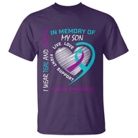 In Memory of My Son Suicide Awareness T Shirt Teal and Purple Ribbon Remembrance Gift