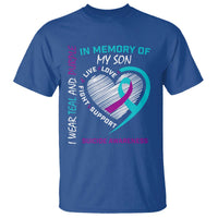 In Memory of My Son Suicide Awareness T Shirt Teal and Purple Ribbon Remembrance Gift
