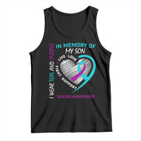 In Memory of My Son Suicide Awareness Tank Top Teal and Purple Ribbon Remembrance Gift