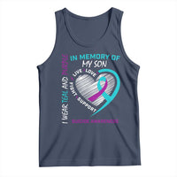 In Memory of My Son Suicide Awareness Tank Top Teal and Purple Ribbon Remembrance Gift