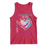 In Memory of My Son Suicide Awareness Tank Top Teal and Purple Ribbon Remembrance Gift