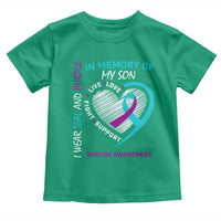 In Memory of My Son Suicide Awareness Toddler T Shirt Teal and Purple Ribbon Remembrance Gift