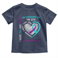 In Memory of My Son Suicide Awareness Toddler T Shirt Teal and Purple Ribbon Remembrance Gift