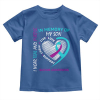 In Memory of My Son Suicide Awareness Toddler T Shirt Teal and Purple Ribbon Remembrance Gift
