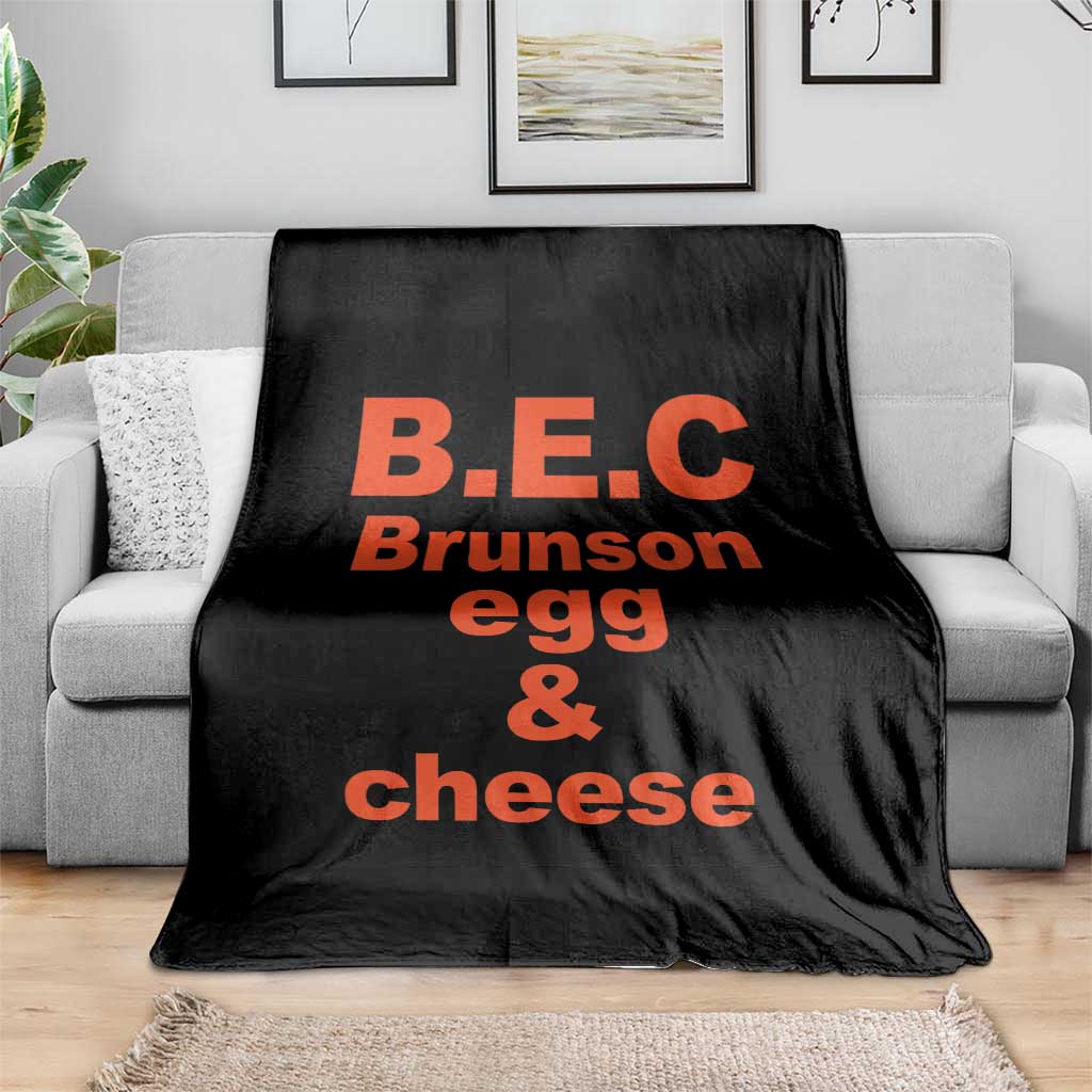 B.E.C. Brunson Egg and Cheese Sandwich Pun Throw Blanket Funny New York Bodega Breakfast Basketball Fan