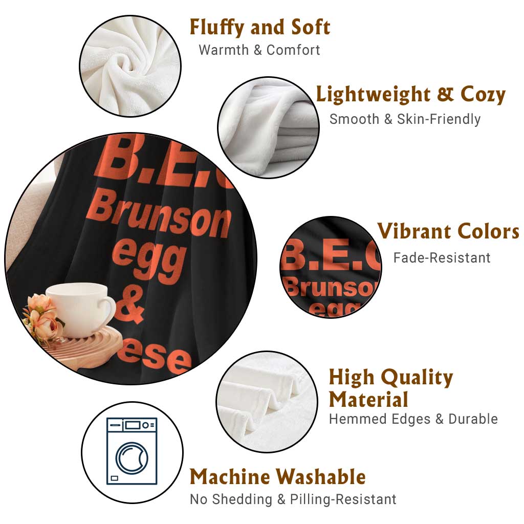 B.E.C. Brunson Egg and Cheese Sandwich Pun Throw Blanket Funny New York Bodega Breakfast Basketball Fan
