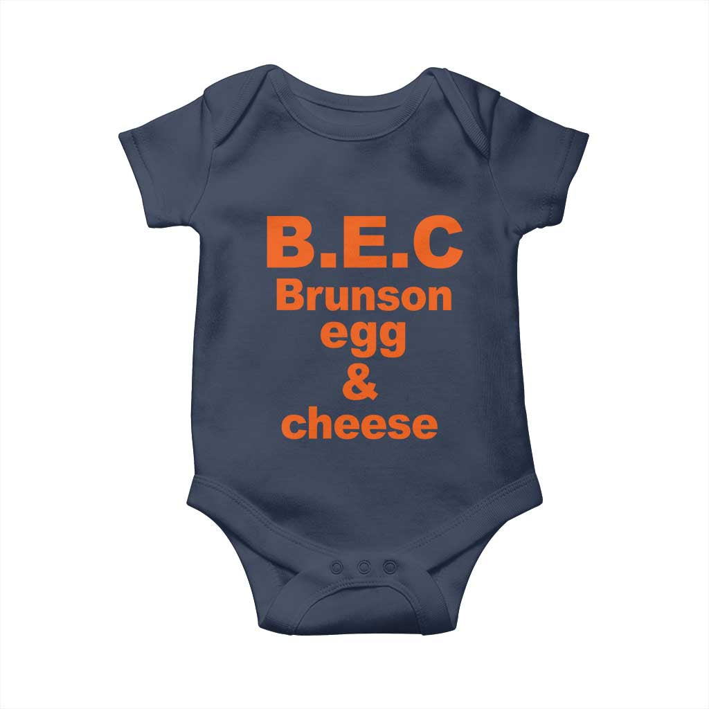 B.E.C. Brunson Egg and Cheese Sandwich Pun Baby Onesie Funny New York Bodega Breakfast Basketball Fan