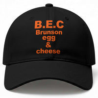 B.E.C. Brunson Egg and Cheese Sandwich Pun Baseball Cap Funny New York Bodega Breakfast Basketball Fan