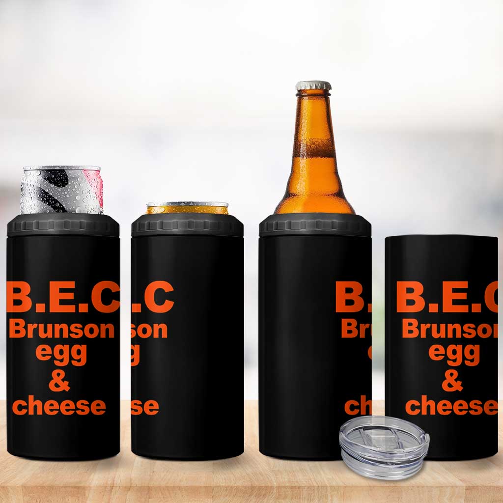 B.E.C. Brunson Egg and Cheese Sandwich Pun 4 in 1 Can Cooler Tumbler Funny New York Bodega Breakfast Basketball Fan
