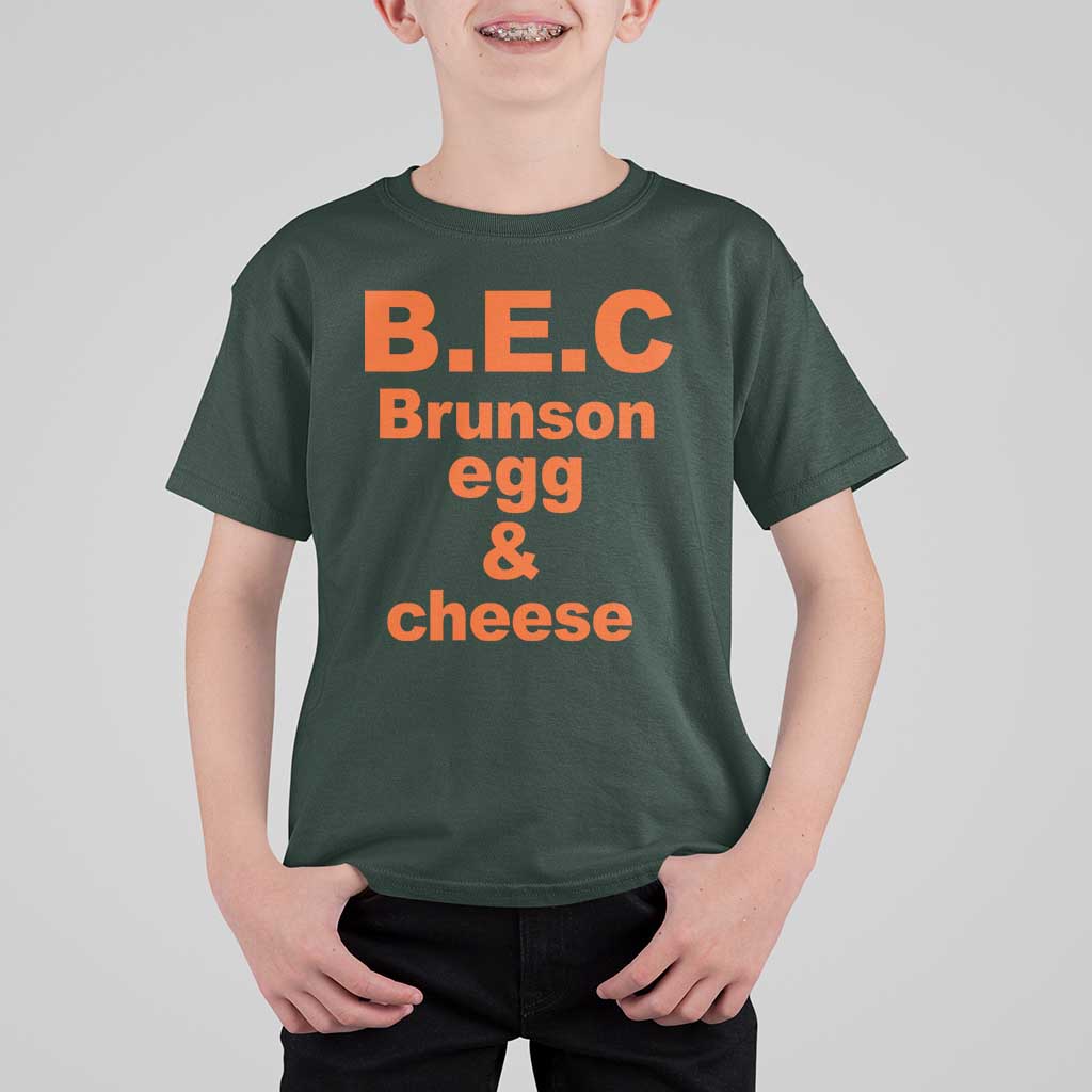 B.E.C. Brunson Egg and Cheese Sandwich Pun T Shirt For Kid Funny New York Bodega Breakfast Basketball Fan