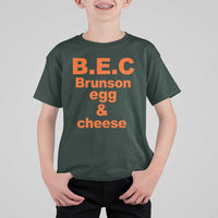 B.E.C. Brunson Egg and Cheese Sandwich Pun T Shirt For Kid Funny New York Bodega Breakfast Basketball Fan