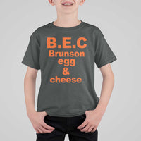 B.E.C. Brunson Egg and Cheese Sandwich Pun T Shirt For Kid Funny New York Bodega Breakfast Basketball Fan