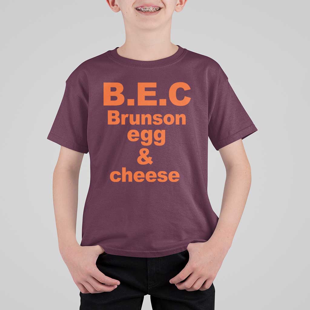 B.E.C. Brunson Egg and Cheese Sandwich Pun T Shirt For Kid Funny New York Bodega Breakfast Basketball Fan