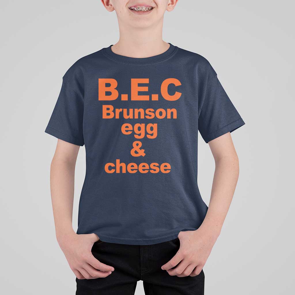 B.E.C. Brunson Egg and Cheese Sandwich Pun T Shirt For Kid Funny New York Bodega Breakfast Basketball Fan
