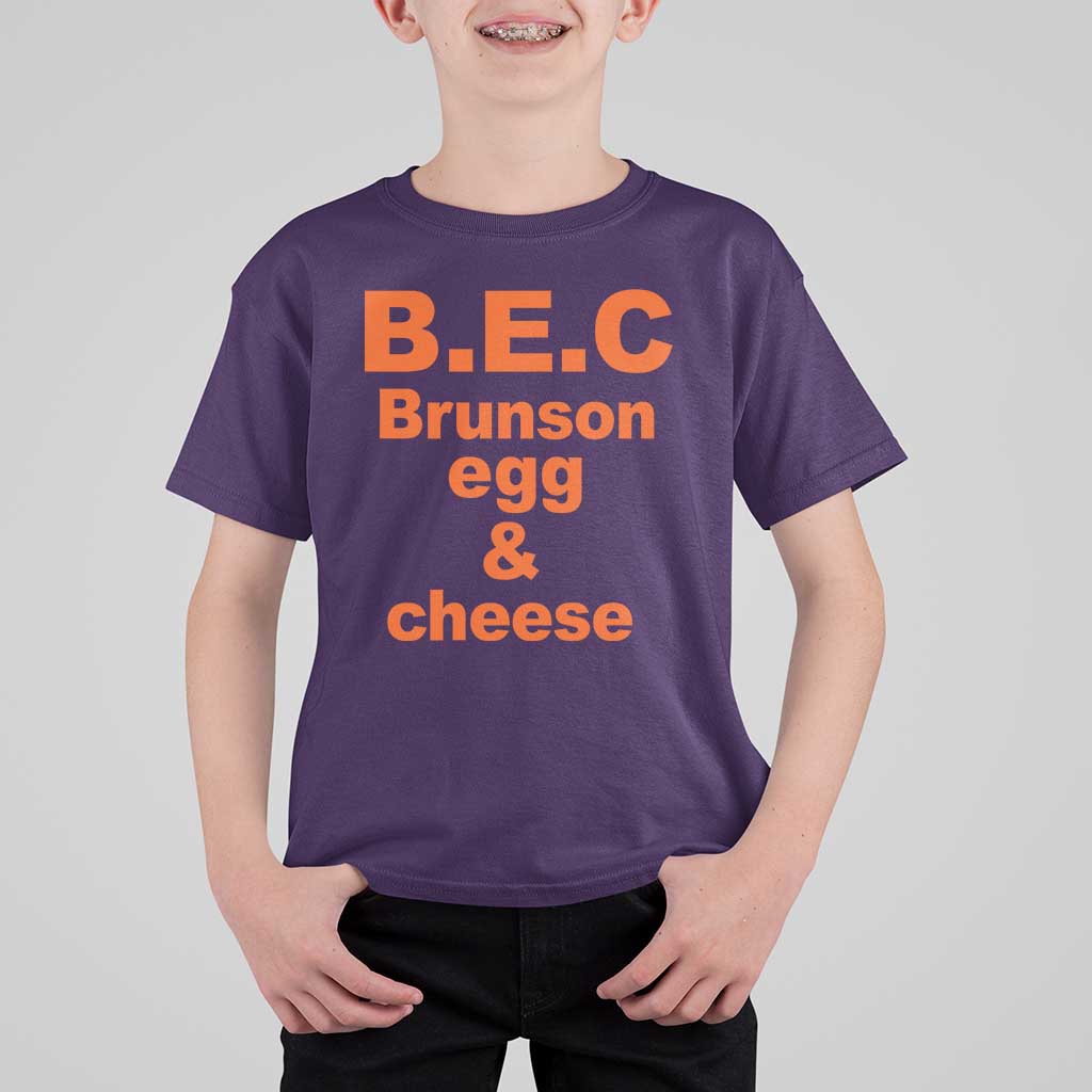 B.E.C. Brunson Egg and Cheese Sandwich Pun T Shirt For Kid Funny New York Bodega Breakfast Basketball Fan
