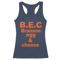 B.E.C. Brunson Egg and Cheese Sandwich Pun Racerback Tank Top Funny New York Bodega Breakfast Basketball Fan