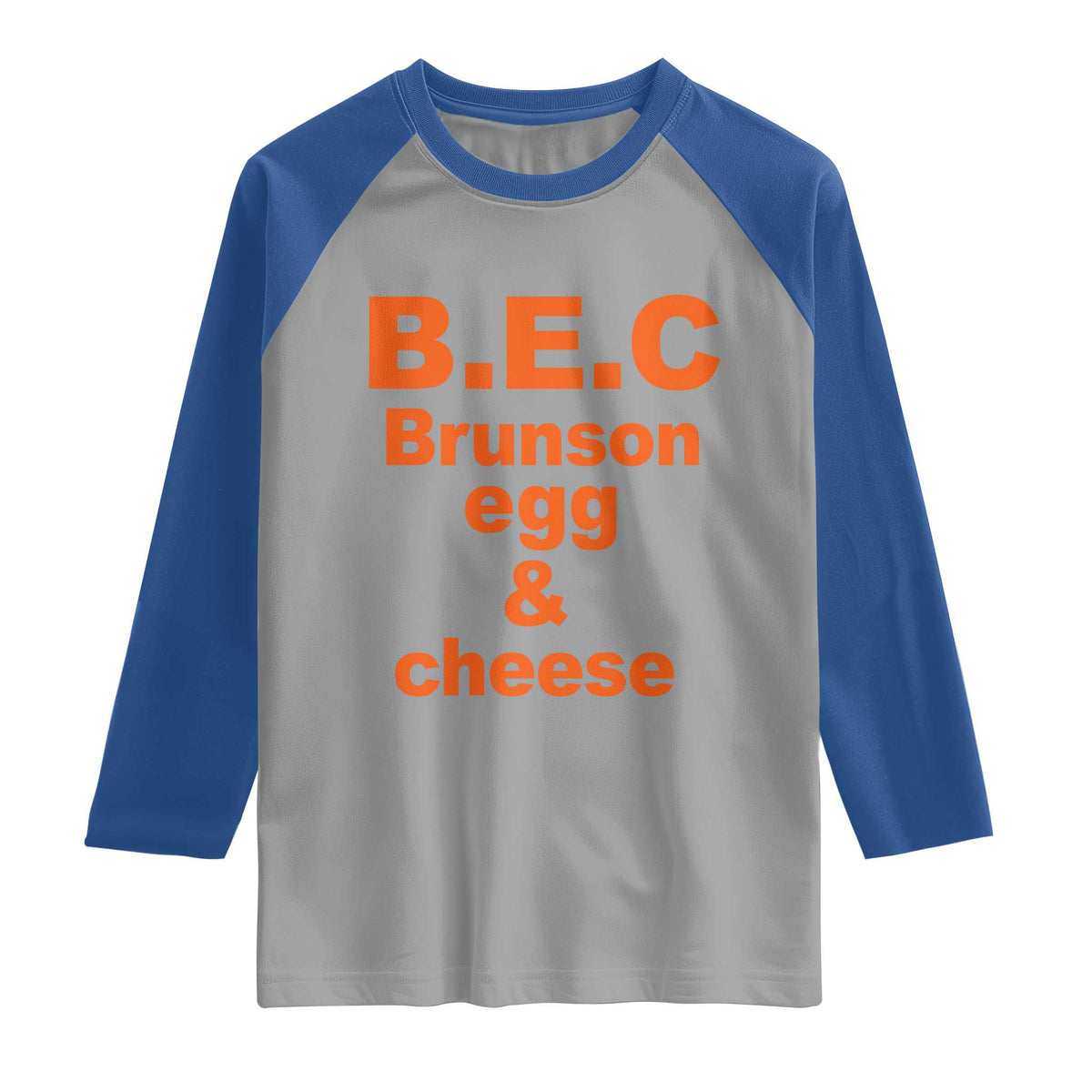 B.E.C. Brunson Egg and Cheese Sandwich Pun Raglan Shirt Funny New York Bodega Breakfast Basketball Fan
