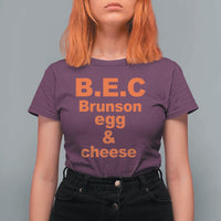 B.E.C. Brunson Egg and Cheese Sandwich Pun T Shirt For Women Funny New York Bodega Breakfast Basketball Fan