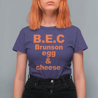 B.E.C. Brunson Egg and Cheese Sandwich Pun T Shirt For Women Funny New York Bodega Breakfast Basketball Fan